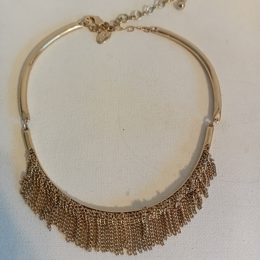 Chicos  circle fringe gold plated necklace